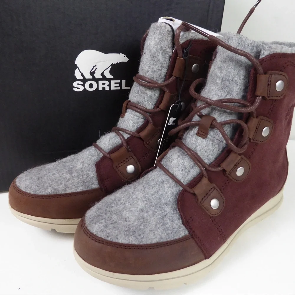 Sorel Explorer Explorer Joan Waterproof Suede Leather Sneaker Boots w Felt NIB - Picture 2 of 11